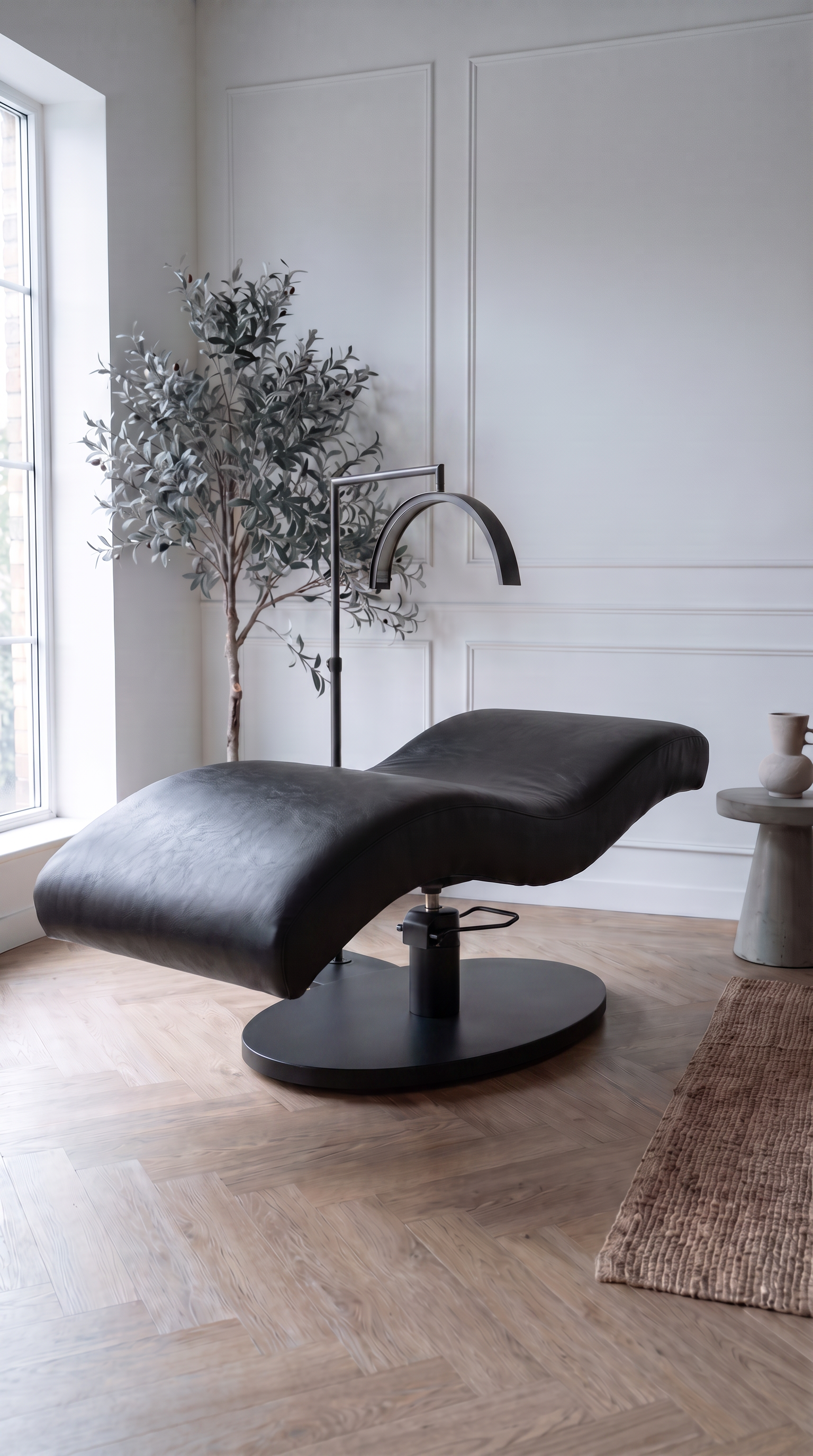 Vera Sleek 360® Curved Beauty Bed with Swivel (Matte Black)